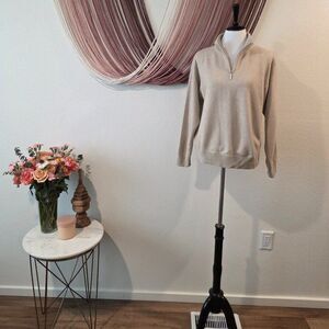 Hathaway Platinum Luxury 1/4 Zip Cashmere Silk Blend Sweater Sz L